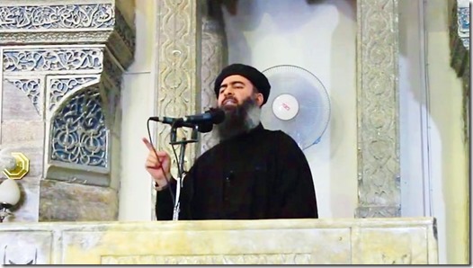 Ibraaheem ‘Awwaad Ibraaheem ‘Ali Al-Badri Al-Saamirraa`iy, alias Abu Bakr Al-Baghdaadi - In moskee in Mosoel - 5-07-2014 