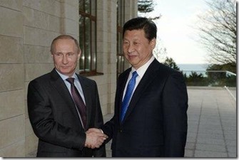 China's president Xi Jinping met de Russische president Vladimir Poetin